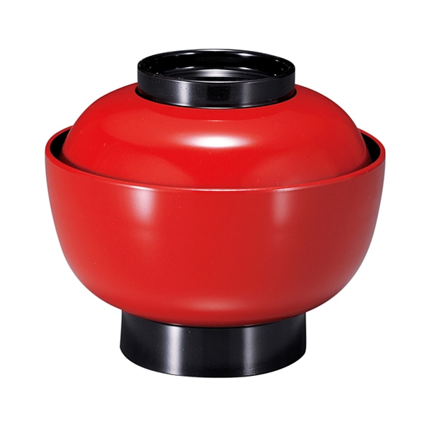 福井クラフト 耐熱雑煮椀　4.5寸　雑煮椀　蓋親セット 朱ツバ黒　内黒 31006830 1個（ご注文単位1個）【直送品】