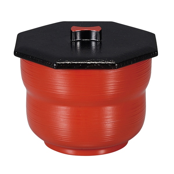 福井クラフト 飯器　新ひさご千筋飯器　蓋親セット 朱　内黒（八角蓋付） 80516740 1個（ご注文単位1個）【直送品】