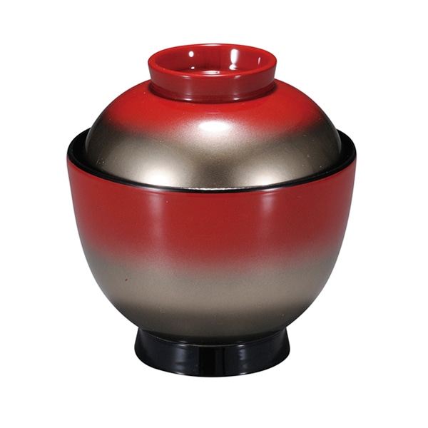 福井クラフト 耐熱小吸椀　3.2寸　玉子椀　蓋親セット 朱／銀ぼかし　内黒 31006130 1個（ご注文単位1個）【直送品】