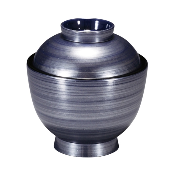 福井クラフト 耐熱小吸椀　3.2寸　玉子椀　蓋親セット 紫銀彩ロクロ　内黒 31006165 1個（ご注文単位1個）【直送品】