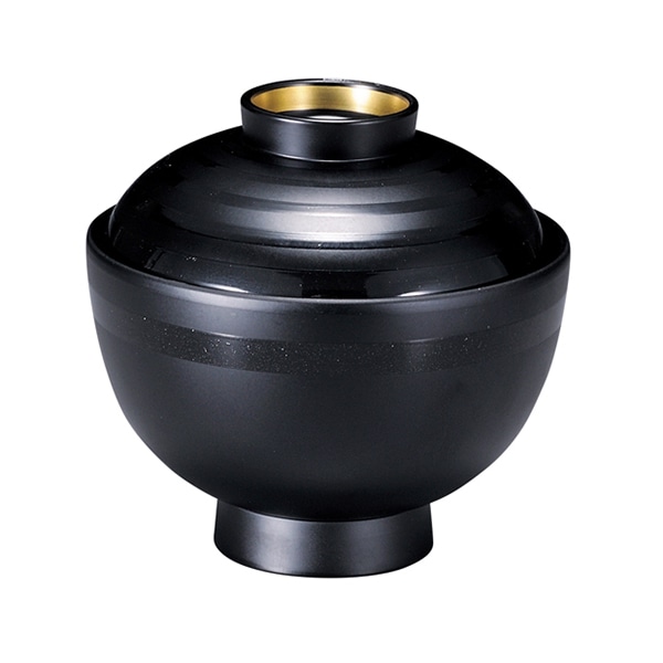 福井クラフト 耐熱小吸椀　祥隅丸椀　蓋親セット 黒かすみライン高台内金　内黒 31006210 1個（ご注文単位1個）【直送品】