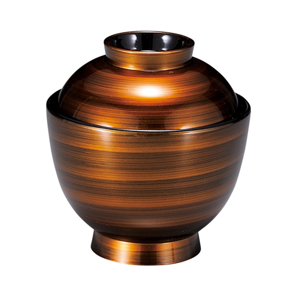 福井クラフト 耐熱吸物椀　3.5寸　玉子椀　蓋親セット ゴールドロクロ目　内黒 31006290 1個（ご注文単位1個）【直送品】