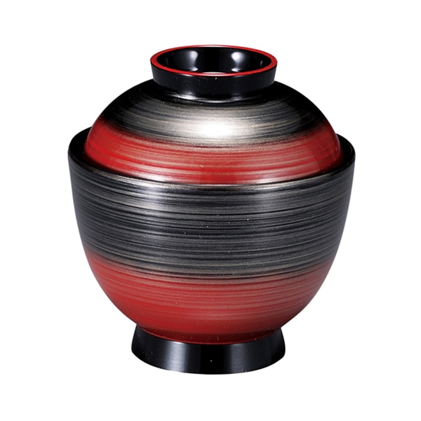 福井クラフト 耐熱吸物椀　3.5寸　玉子椀　蓋親セット 朱黒／銀刷毛目　内黒 31006350 1個（ご注文単位1個）【直送品】