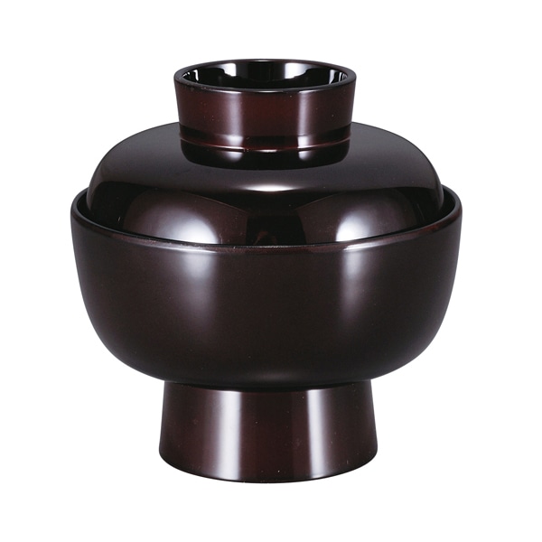 福井クラフト 耐熱吸物椀　4寸　古代椀　蓋親セット 溜無地　内黒 31006510 1個（ご注文単位1個）【直送品】