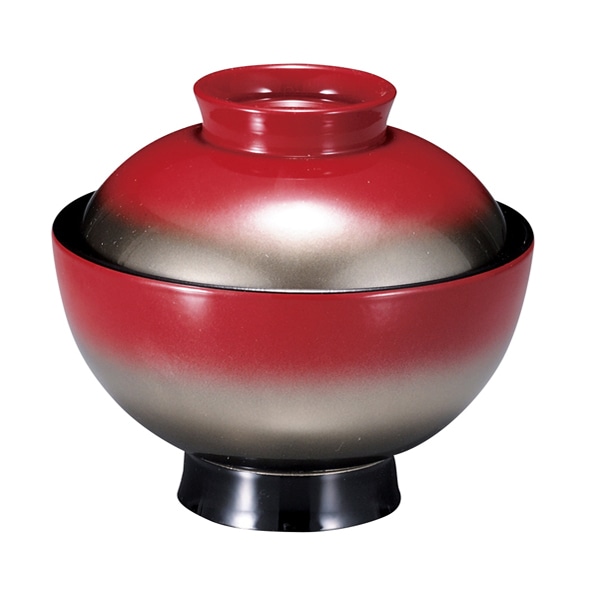 福井クラフト 耐熱吸物椀　4寸　仙才丸椀　蓋親セット 朱銀ぼかし　内黒 31006520 1個（ご注文単位1個）【直送品】