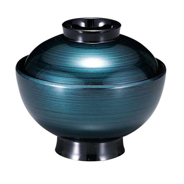 福井クラフト 耐熱吸物椀　4寸　仙才丸椀　蓋親セット ブルー深海　内黒 31007095 1個（ご注文単位1個）【直送品】