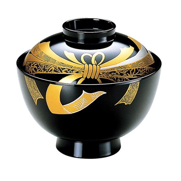 福井クラフト 吸物椀　3.8寸　越丸椀　蓋親セット 黒／のし　内黒 33024910 1個（ご注文単位1個）【直送品】