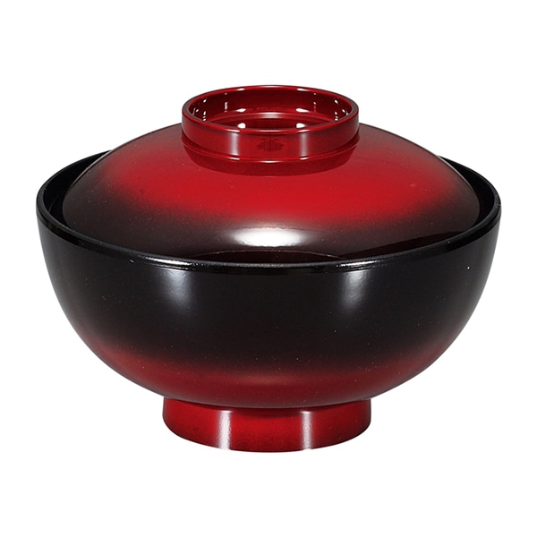 福井クラフト 耐熱吸物椀　4寸　石平仙才椀　蓋親セット 朱ボカシ　内黒 33600555 1個（ご注文単位1個）【直送品】