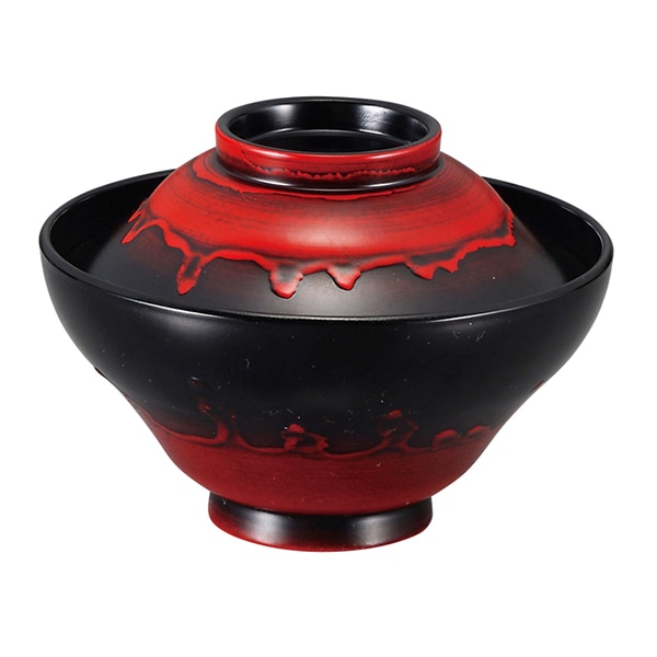 福井クラフト 耐熱吸物椀　4寸　富士かすみ椀　蓋親セット 赤富士　内黒 80516781 1個（ご注文単位1個）【直送品】