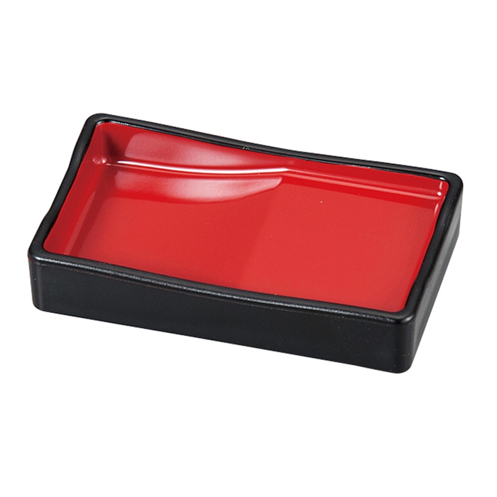 福井クラフト 箸置付長角醤油皿 黒　内朱 75007280 1個（ご注文単位1個）【直送品】