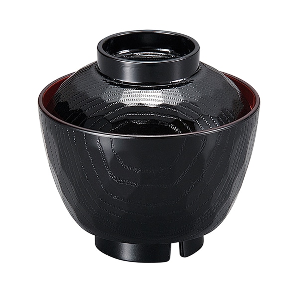 福井クラフト 耐熱　小吸椀ピース亀甲椀　中　蓋親セット 黒　内朱天黒 30004180 1個（ご注文単位1個）【直送品】