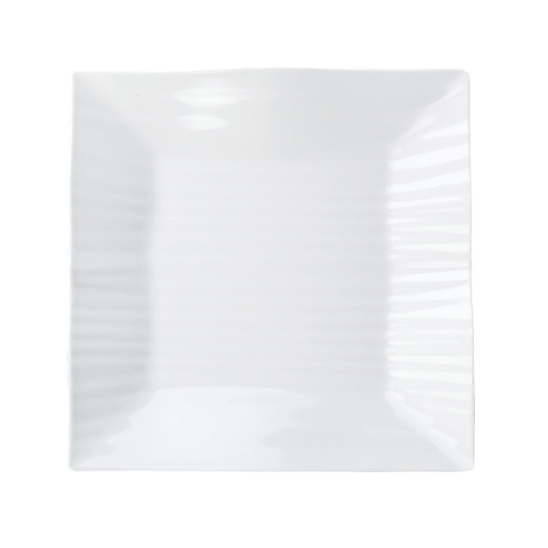 福井クラフト 筋彫角盛皿　メラミン　25.4cm 白グロス 51022460 1個（ご注文単位1個）【直送品】