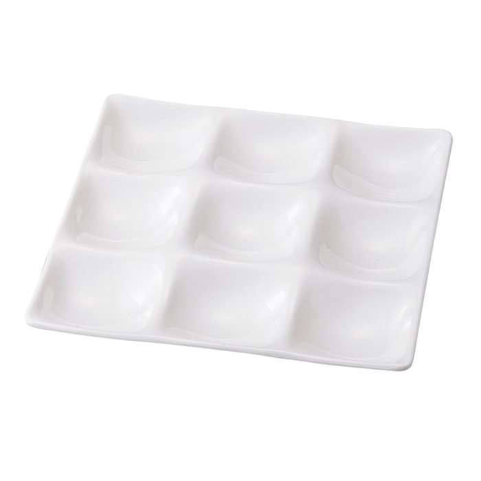 福井クラフト メラミン製 25cm 正角9点プレート ホワイト 51407680 1個(ご注文単位1個)【直送品】