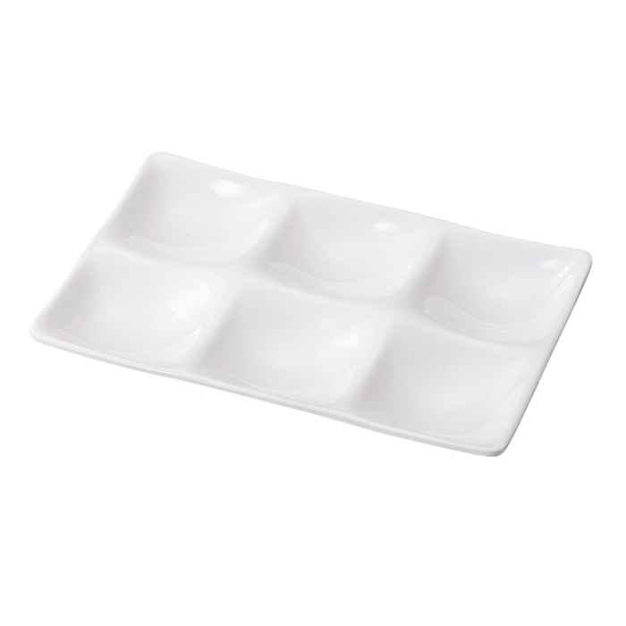 福井クラフト メラミン製 25.5cm 長角6点プレート ホワイト 51407690 1個(ご注文単位1個)【直送品】