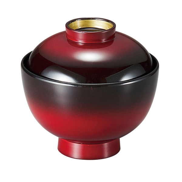 福井クラフト 耐熱小吸椀　祥隅丸椀　蓋親セット 朱ぼかし高台内金　内黒 37001480 1個（ご注文単位1個）【直送品】