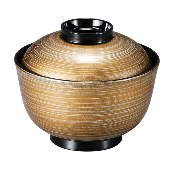 福井クラフト 耐熱小吸椀 3.5寸 千鳥椀 蓋親セット ゴールドかすみ 内黒 37001250 1個(ご注文単位1個)【直送品】