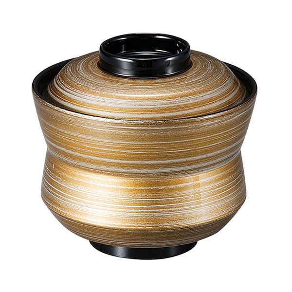 福井クラフト 耐熱小吸椀 杵型吸物椀 小 蓋親セット ゴールドかすみ 内黒 37001280 1個(ご注文単位1個)【直送品】