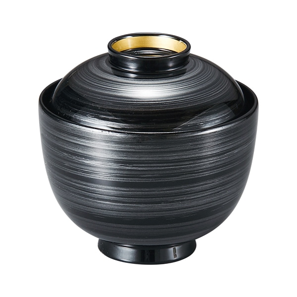 福井クラフト 耐熱小吸椀　室町小吸椀　蓋親セット 銀渦高台内金　内黒 37001420 1個（ご注文単位1個）【直送品】