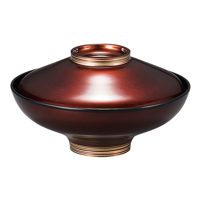 福井クラフト 雑煮椀　5寸　富士煮物椀　蓋親セット 白檀ツマミ金ライン　内黒 37002160 1個（ご注文単位1個）【直送品】