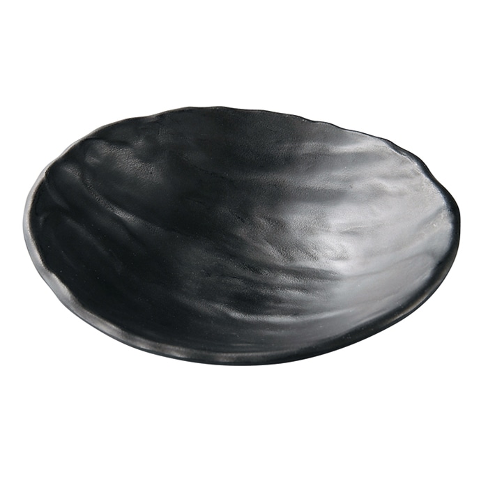 福井クラフト メラミン鉢　13.2cm　ひねり楕円羽反鉢 黒マット 51024490 1個（ご注文単位1個）【直送品】