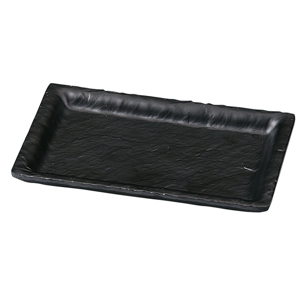 福井クラフト メラミン皿　16.8cm　石削り長角皿 黒マット 80521910 1個（ご注文単位1個）【直送品】