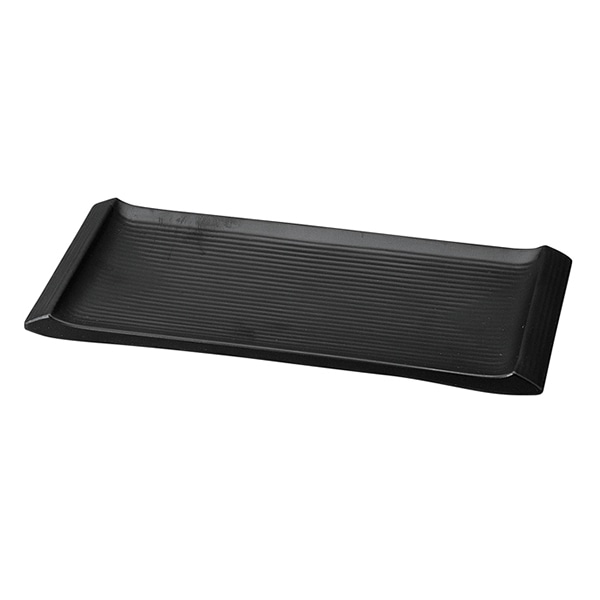 福井クラフト メラミン皿　35.5cm　両渕高筋目長角皿 黒マット 75005810 1個（ご注文単位1個）【直送品】