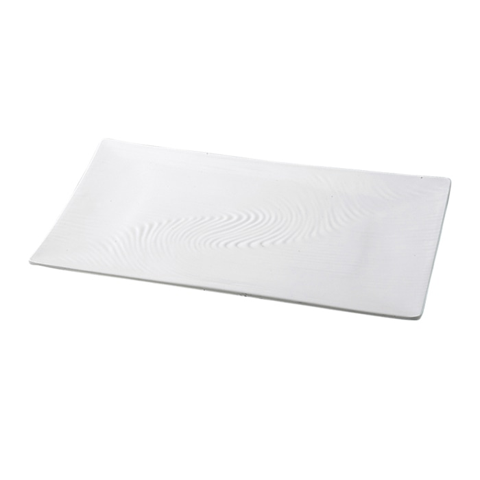 福井クラフト メラミン皿　39.4cm　雅波筋目長角皿 白グロス 51024900 1個（ご注文単位1個）【直送品】