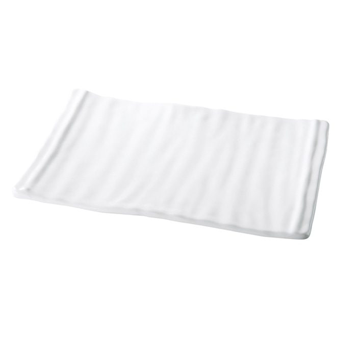 福井クラフト メラミン皿　34.2cm　ナタ目長角皿 白グロス 51025070 1個（ご注文単位1個）【直送品】