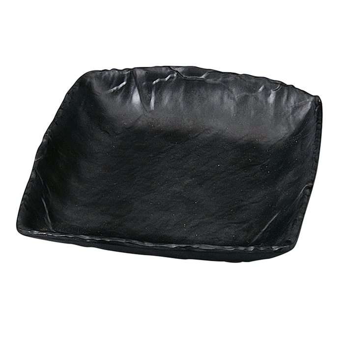 福井クラフト メラミン皿　12.4cm　削り変形角皿 黒マット 80521960 1個（ご注文単位1個）【直送品】