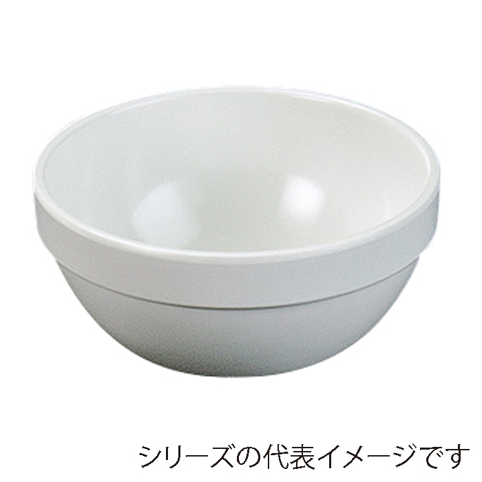 福井クラフト メラミン鉢　19cm　スタック丸盛鉢 白グロス 75005990 1個（ご注文単位1個）【直送品】