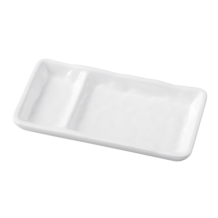福井クラフト メラミン製　タレ付荒打目長角皿　18.7cm 白グロス 51025540 1個（ご注文単位1個）【直送品】