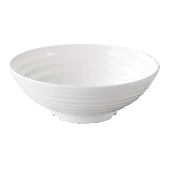 福井クラフト メラミン製 羽衣千筋麺鉢 φ19.0cm 白グロス 51025260 1個(ご注文単位1個)【直送品】