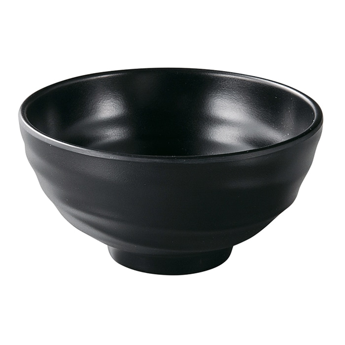 福井クラフト メラミン製 ロクロ目ひねり麺鉢 φ13.9cm 黒マット 51025290 1個(ご注文単位1個)【直送品】