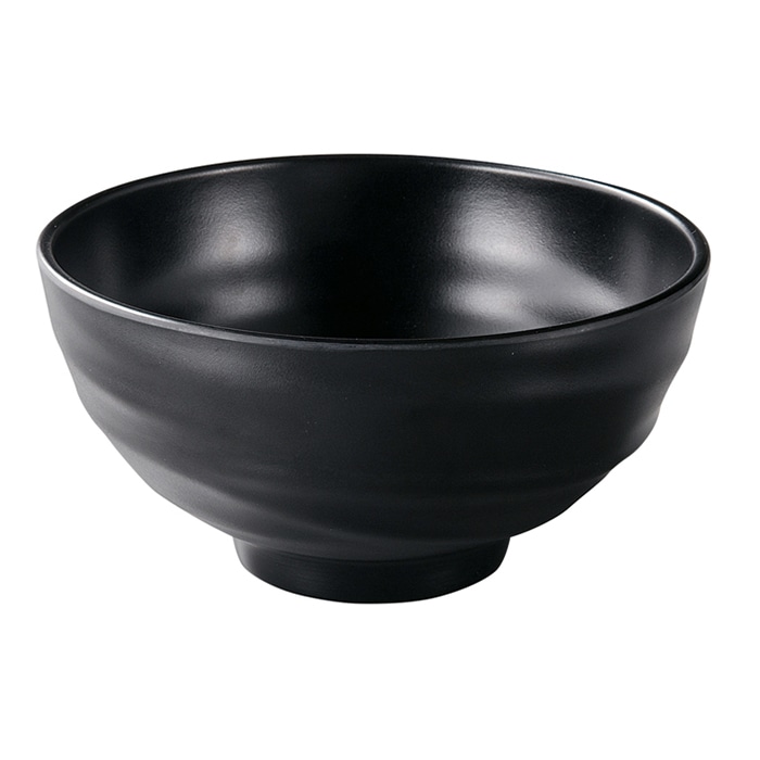 福井クラフト メラミン製 ロクロ目ひねり麺鉢 φ16.4cm 黒マット 51025310 1個(ご注文単位1個)【直送品】