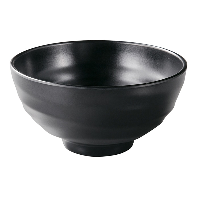 福井クラフト メラミン製 ロクロ目ひねり麺鉢 φ18.9cm 黒マット 51025320 1個(ご注文単位1個)【直送品】
