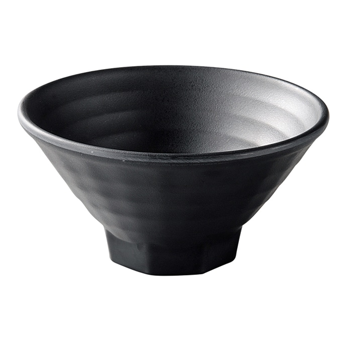 福井クラフト メラミン製 八角高台格子麺鉢 φ15.2cm 黒マット 51025330 1個(ご注文単位1個)【直送品】