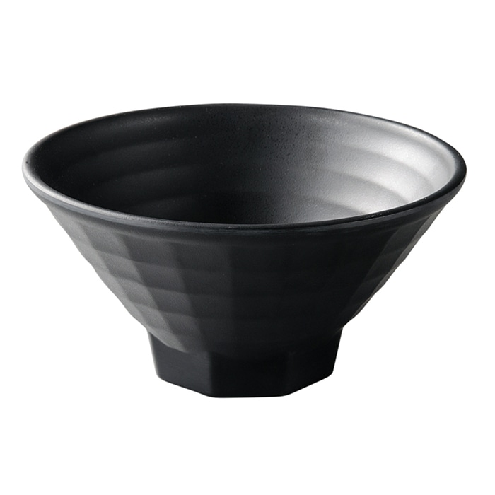 福井クラフト メラミン製 八角高台格子麺鉢 φ17.8cm 黒マット 51025340 1個(ご注文単位1個)【直送品】