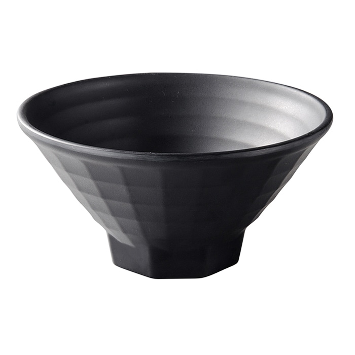 福井クラフト メラミン製 八角高台格子麺鉢 φ20.2cm 黒マット 51025350 1個(ご注文単位1個)【直送品】