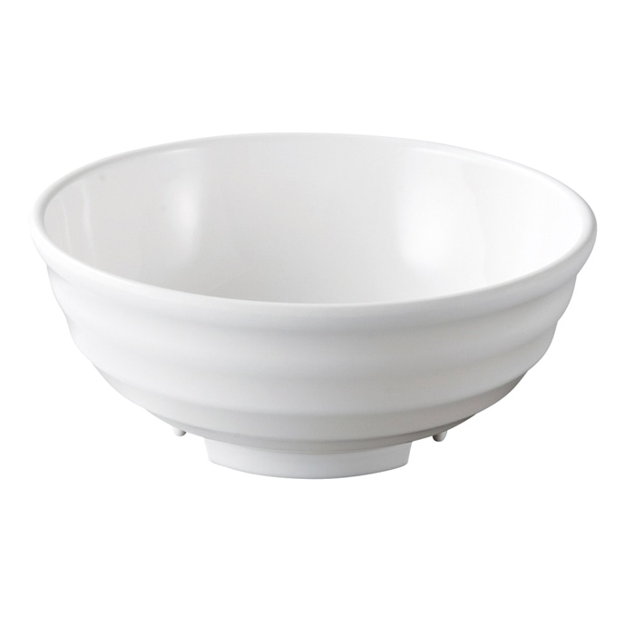 福井クラフト メラミン製 彩段筋浅麺鉢 φ15.2cm 白グロス 51025390 1個(ご注文単位1個)【直送品】