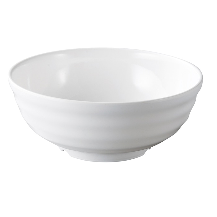 福井クラフト メラミン製 彩段筋浅麺鉢 φ19.9cm 白グロス 51025420 1個(ご注文単位1個)【直送品】