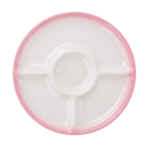 福井クラフト 耐熱φ28cm丸4ツ仕切プレート ピンクぼかし　裏白 51023915 1個（ご注文単位1個）【直送品】