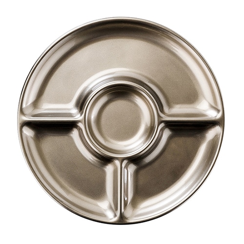 福井クラフト 耐熱φ28cm丸4ツ仕切プレート 銀透き　裏白 51023960 1個（ご注文単位1個）【直送品】