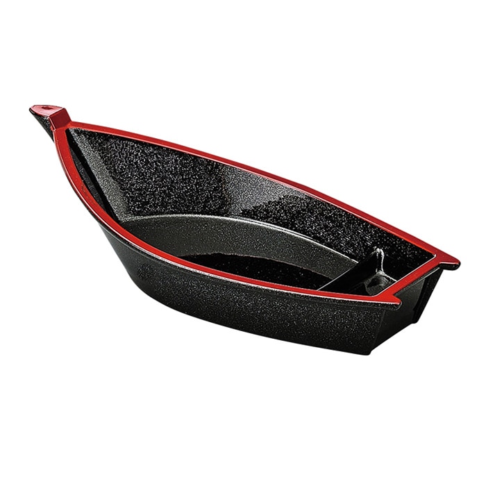 福井クラフト 舟型盛器　平安盛舟 黒パール天朱 51030820 1個（ご注文単位1個）【直送品】