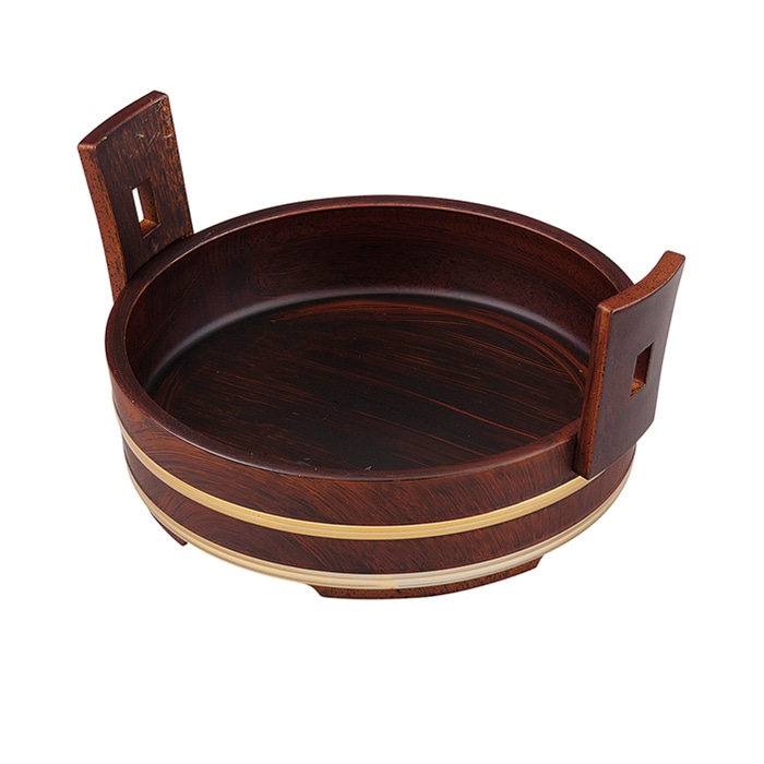 福井クラフト 桶型盛器　7寸手桶　本体 ブラウン刷毛目 51030914 1個（ご注文単位1個）【直送品】