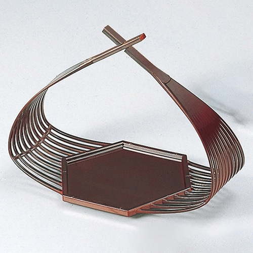 福井クラフト 手提盛器　六角篭盛器　小 溜 51272421 1個（ご注文単位1個）【直送品】