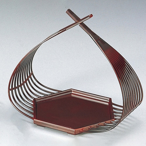 福井クラフト 手提盛器　六角篭盛器　大 溜 51272422 1個（ご注文単位1個）【直送品】