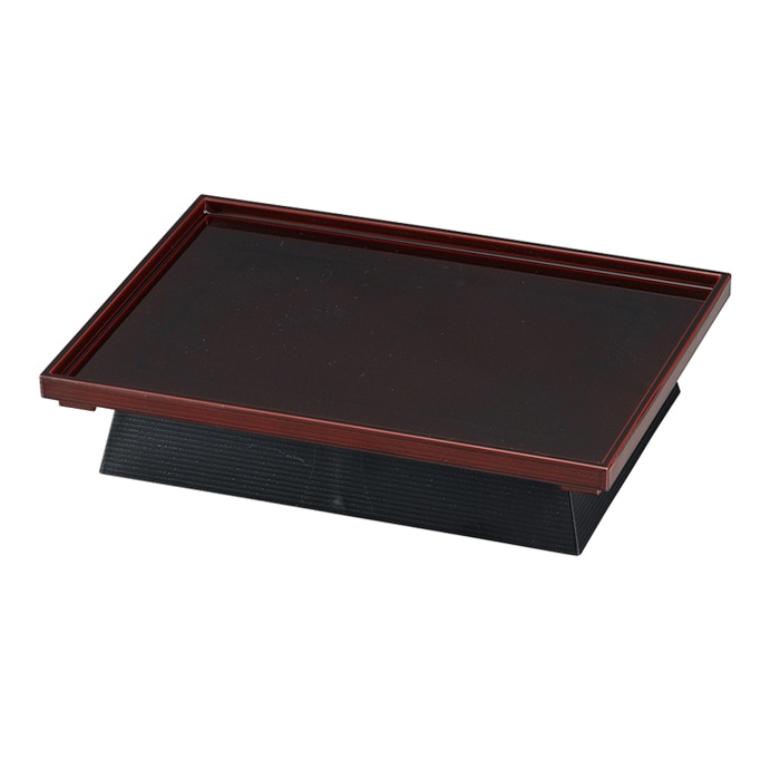 福井クラフト 盛台　長角高台盛器 漆調溜 51272340 1個（ご注文単位1個）【直送品】