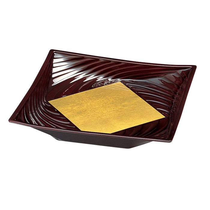 福井クラフト 盛皿　8寸四方波皿 溜内金パール 51272243 1個（ご注文単位1個）【直送品】