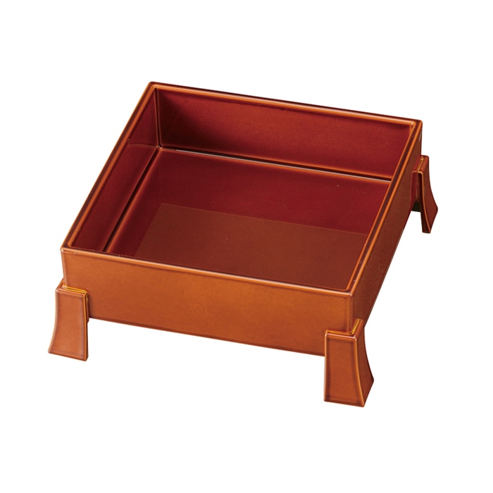 福井クラフト 前菜盛箱 足付5寸角珍味箱 漆調春慶塗 51272253 1個(ご注文単位1個)【直送品】