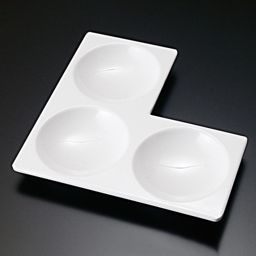 福井クラフト メラミン製 16.9cm L型三ッ切プレート ホワイト 50002090 1個(ご注文単位1個)【直送品】